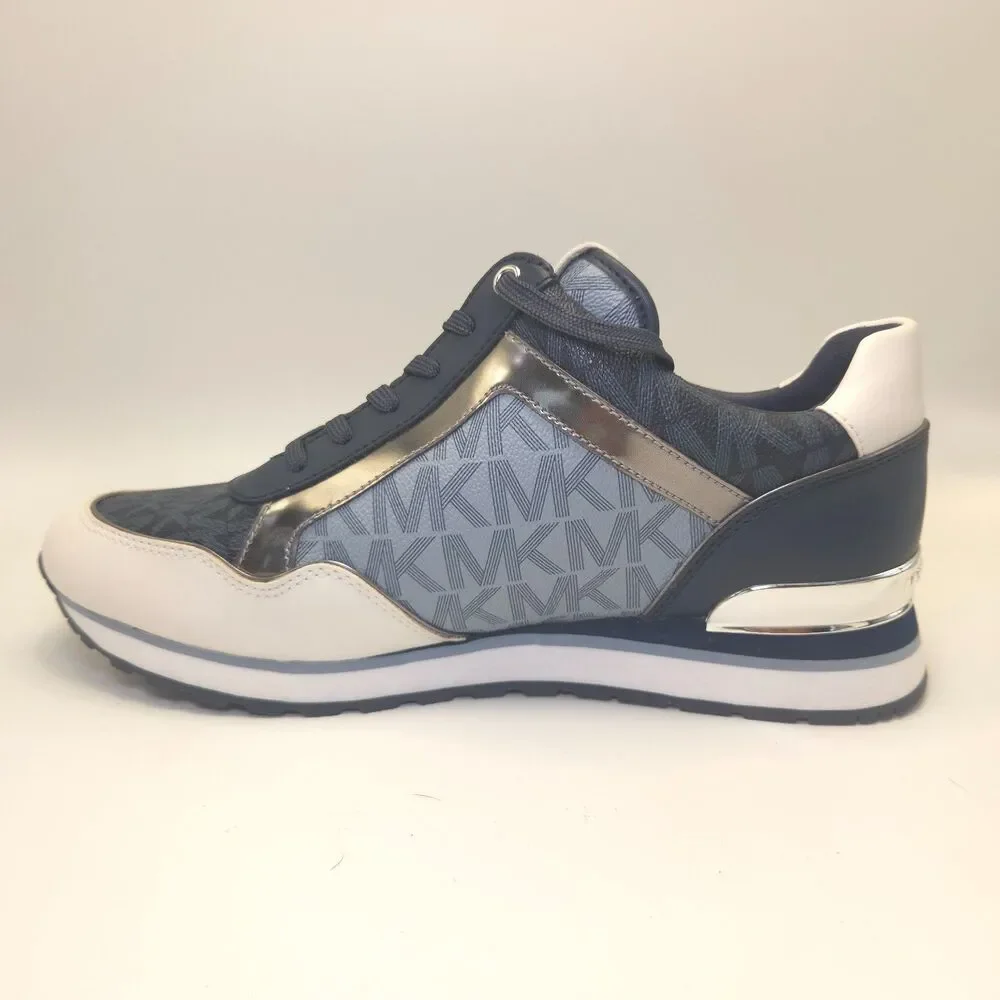 Michael Kors Maddy Logo Trainer Admiral Blue Sneakers Women 10M 49F0MAFS3B NIB